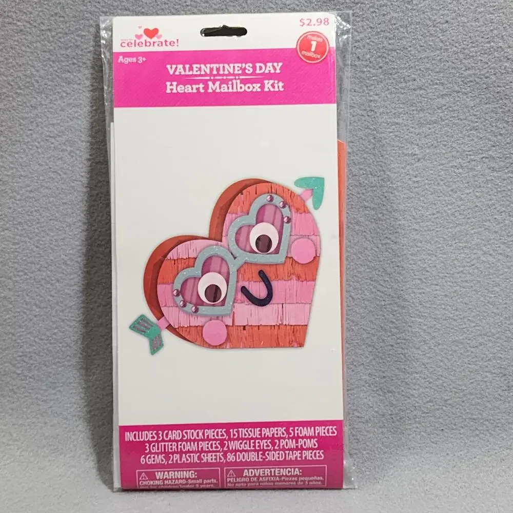 Valentine Mailbox Kits x3 Purple Shark, Pink Dog, Red Heart - New Sealed Packs